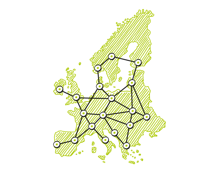 Europakarte mit WBG-Pooling Standorten